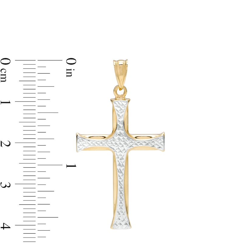 Diamond-Cut Flared-Ends Layered Cross Necklace Charm in 10K Gold|Peoples Jewellers