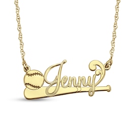 Baseball Bat and Ball Name Necklace (1 Line)