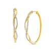 Thumbnail Image 1 of 0.25 CT. T.W. Diamond Loose Braid Hoop Earrings in 10K Gold