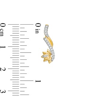 By Women for Women 0.10 CT. T.W. Diamond Sideways Lotus Flower Drop Earrings in 10K Gold