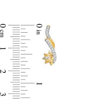 By Women for Women 0.10 CT. T.W. Diamond Sideways Lotus Flower Drop Earrings in 10K Gold