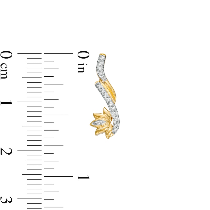 Main Image 2 of By Women for Women 0.10 CT. T.W. Diamond Sideways Lotus Flower Drop Earrings in 10K Gold