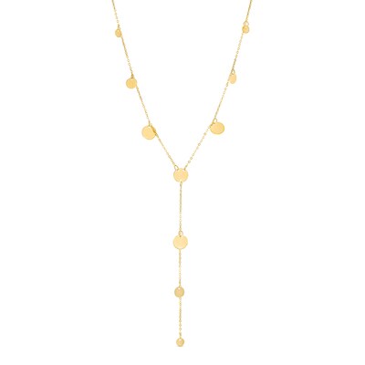 Mirror Disc Station Lariat Necklace in 14K Gold