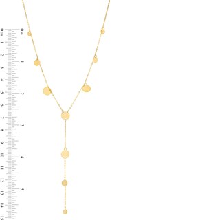 Mirror Disc Station Lariat Necklace in 14K Gold