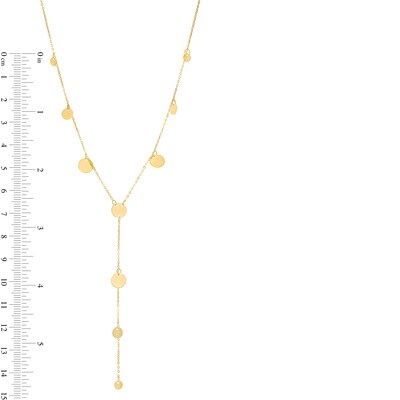 Mirror Disc Station Lariat Necklace in 14K Gold
