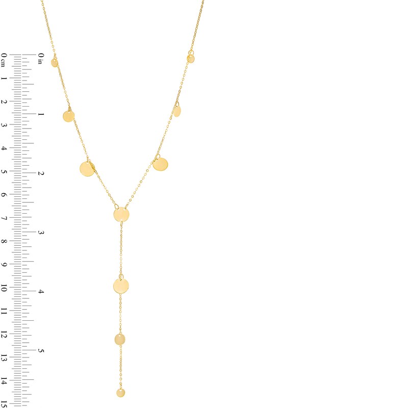 Mirror Disc Station Lariat Necklace in 14K Gold