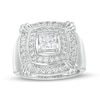 Thumbnail Image 0 of Men's 2.00 CT. T.W. Square-Cut Certified Lab-Created Diamond Double Row Cushion Claw Ring in 14K White Gold (F/SI2)