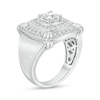 Thumbnail Image 2 of Men's 2.00 CT. T.W. Square-Cut Certified Lab-Created Diamond Double Row Cushion Claw Ring in 14K White Gold (F/SI2)