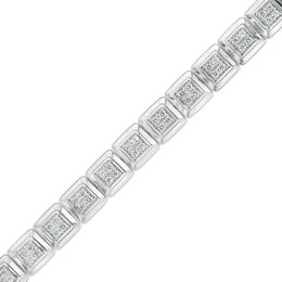 Men's 3.00 CT. T.W. Quad Certified Lab-Created Diamond Square Link Bracelet in 14K White Gold (F/SI2) - 8.5&quot;