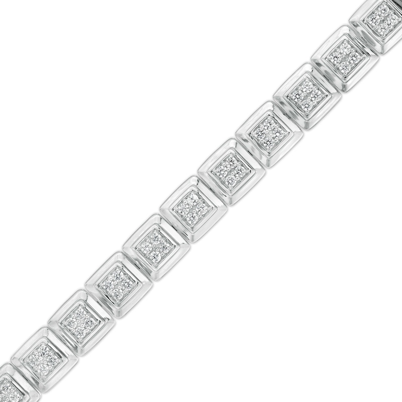 Men's 3.00 CT. T.W. Quad Certified Lab-Created Diamond Square Link Bracelet in 14K White Gold (F/SI2) - 8.5"