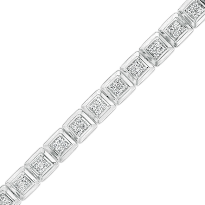 Men's 3.00 CT. T.W. Quad Certified Lab-Created Diamond Square Link Bracelet in 14K White Gold (F/SI2) - 8.5"|Peoples Jewellers