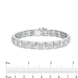 Men's 3.00 CT. T.W. Quad Certified Lab-Created Diamond Square Link Bracelet in 14K White Gold (F/SI2) - 8.5"