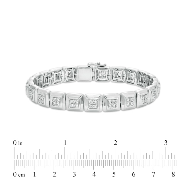 Men's 3.00 CT. T.W. Quad Certified Lab-Created Diamond Square Link Bracelet in 14K White Gold (F/SI2) - 8.5"