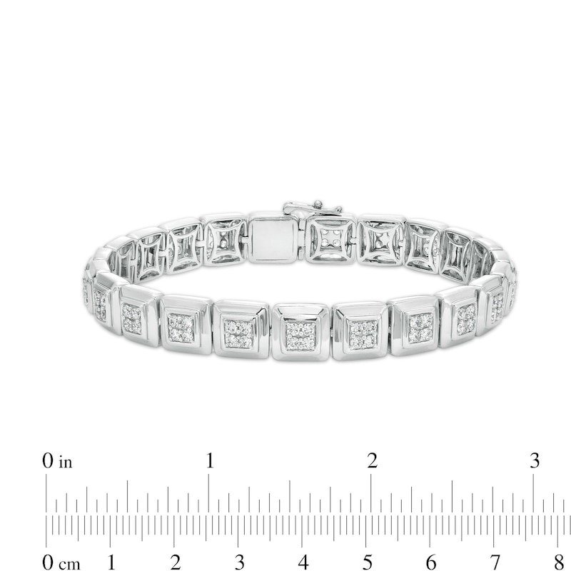 Men's 3.00 CT. T.W. Quad Certified Lab-Created Diamond Square Link Bracelet in 14K White Gold (F/SI2) - 8.5"