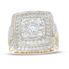 Thumbnail Image 1 of Men's 3.50 CT. T.W. Certified Lab-Grown Multi-Diamond Raised Double Row Cushion Ring in 14K Gold (F/SI2)