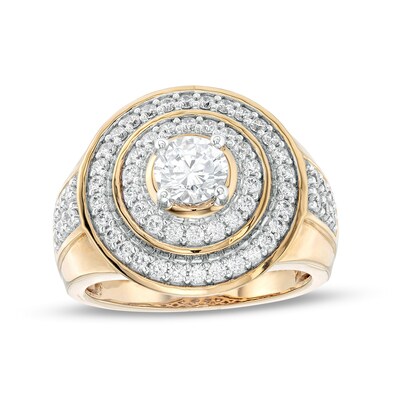 Men's 2.00 CT. T.W. Certified Lab-Created Diamond Raised Double Row Ring in 14K Gold (F/SI2)