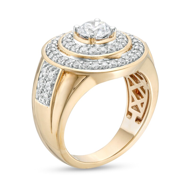 Men's 2.00 CT. T.W. Certified Lab-Created Diamond Raised Double Row Ring in 14K Gold (F/SI2)