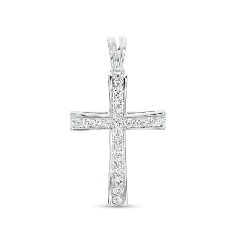 Men's 2.00 CT. T.W. Certified Lab-Created Diamond Stick Cross Charm in 14K White Gold (F/SI2)|Peoples Jewellers