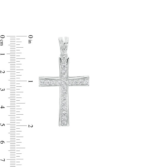 Men's 2.00 CT. T.W. Certified Lab-Created Diamond Stick Cross Charm in 14K White Gold (F/SI2)