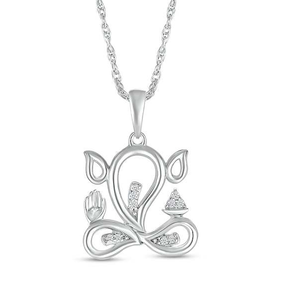 Diamond Accent Abstract Ganesha Pendant in Sterling Silver