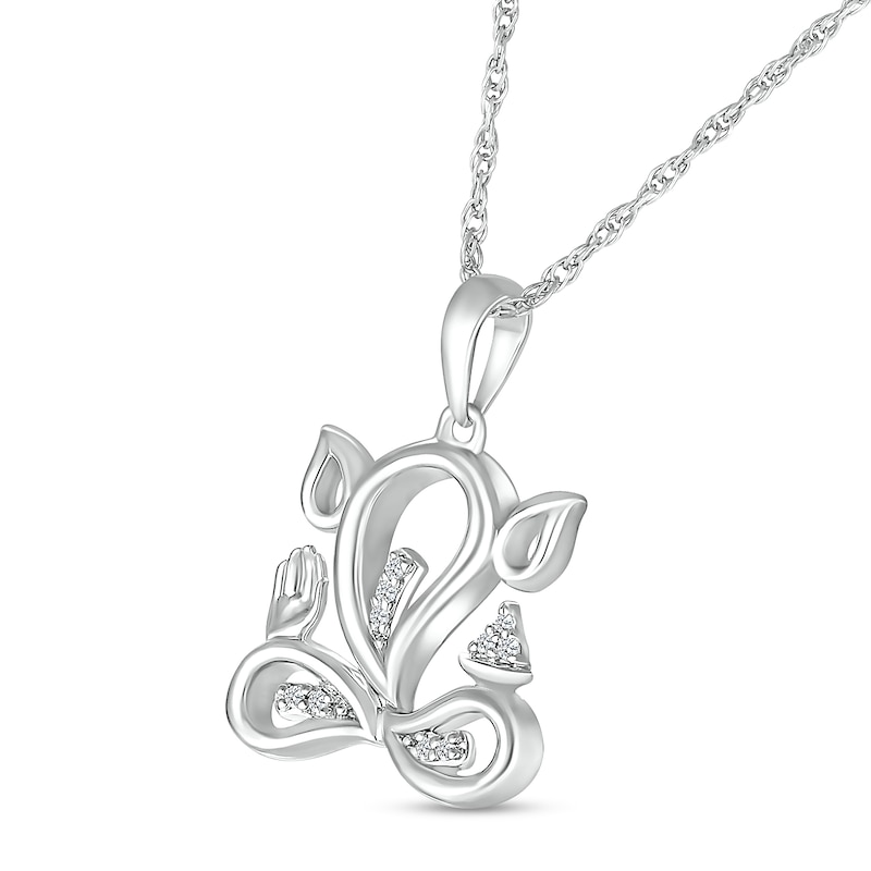 Diamond Accent Abstract Ganesha Pendant in Sterling Silver