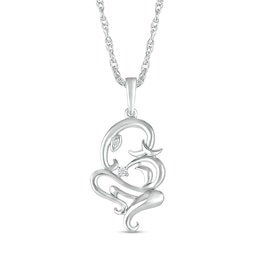 Diamond Accent Abstract Ganesha Profile Pendant in Sterling Silver