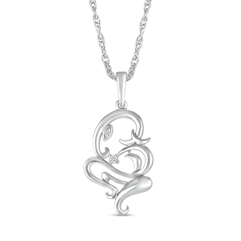 Main Image 1 of Diamond Accent Abstract Ganesha Profile Pendant in Sterling Silver