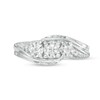 Thumbnail Image 3 of 0.25 CT. T.W. Diamond Past Present Future® Bypass Swirl Shank Engagement Ring in 10K White Gold