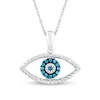 Thumbnail Image 1 of 0.085 CT. T.W. Blue and White Diamond Evil Eye Pendant in Sterling Silver