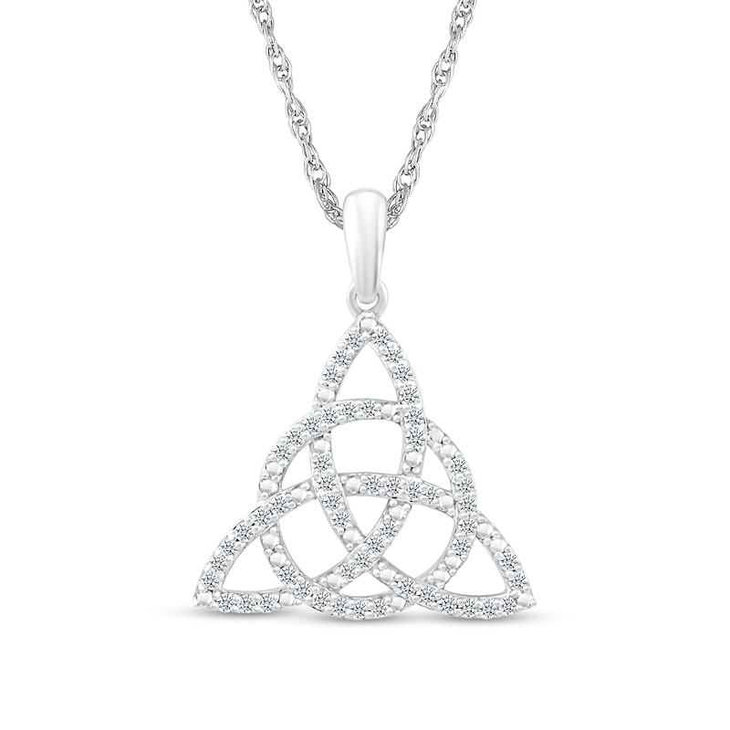 0.18 CT. T.W. Diamond Celtic Trinity Knot Pendant in Sterling Silver