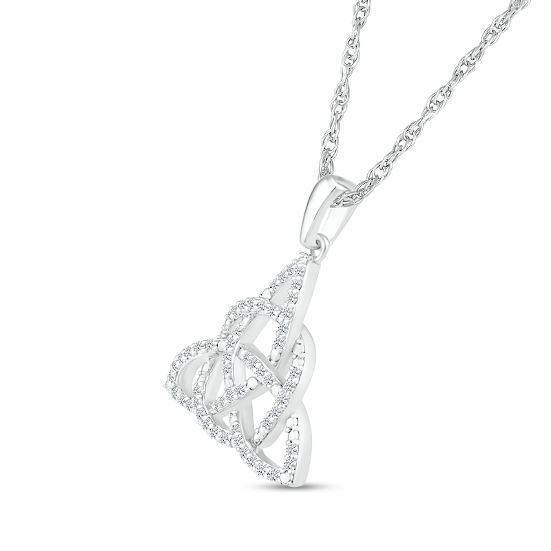 Main Image 2 of 0.18 CT. T.W. Diamond Celtic Trinity Knot Pendant in Sterling Silver
