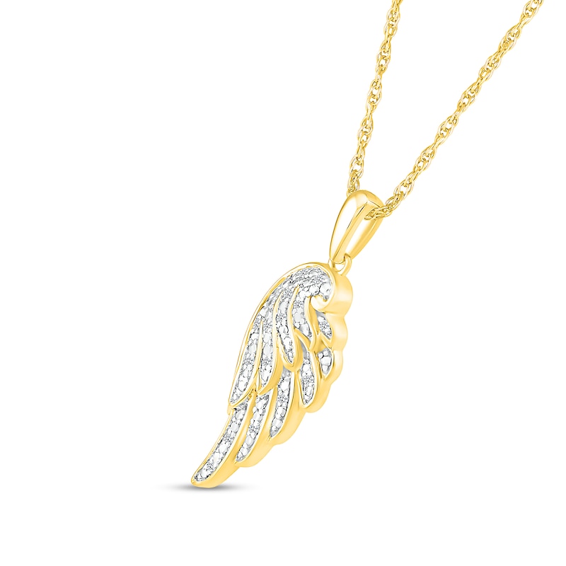 Main Image 2 of 0.04 CT. T.W. Diamond Angel Wing Pendant in Sterling Silver with 14K Gold Plate