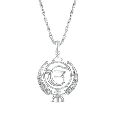 0.115 CT. T.W. Diamond Khanda Ek Onkar Symbol in Sterling Silver