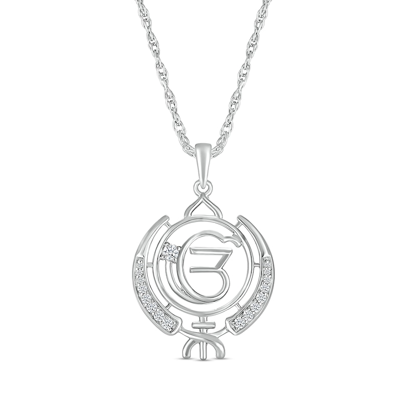 0.115 CT. T.W. Diamond Khanda Ek Onkar Symbol in Sterling Silver