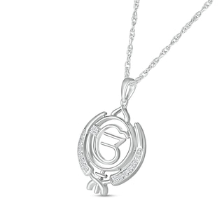 0.115 CT. T.W. Diamond Khanda Ek Onkar Symbol in Sterling Silver