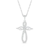 Thumbnail Image 1 of 0.23 CT. T.W. Diamond Angel Figure Cross Pendant in Sterling Silver