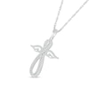 Thumbnail Image 2 of 0.23 CT. T.W. Diamond Angel Figure Cross Pendant in Sterling Silver