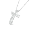 0.115 CT. T.W. Diamond Curved Cross Pendant in Sterling Silver