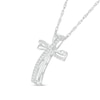 Thumbnail Image 1 of 0.115 CT. T.W. Diamond Curved Cross Pendant in Sterling Silver