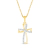 0.086 CT. T.W. Diamond Curved Windmill Cross Pendant in 10K Gold
