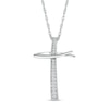 Thumbnail Image 0 of 0.085 CT. T.W. Diamond Abstract Cross Pendant in Sterling Silver