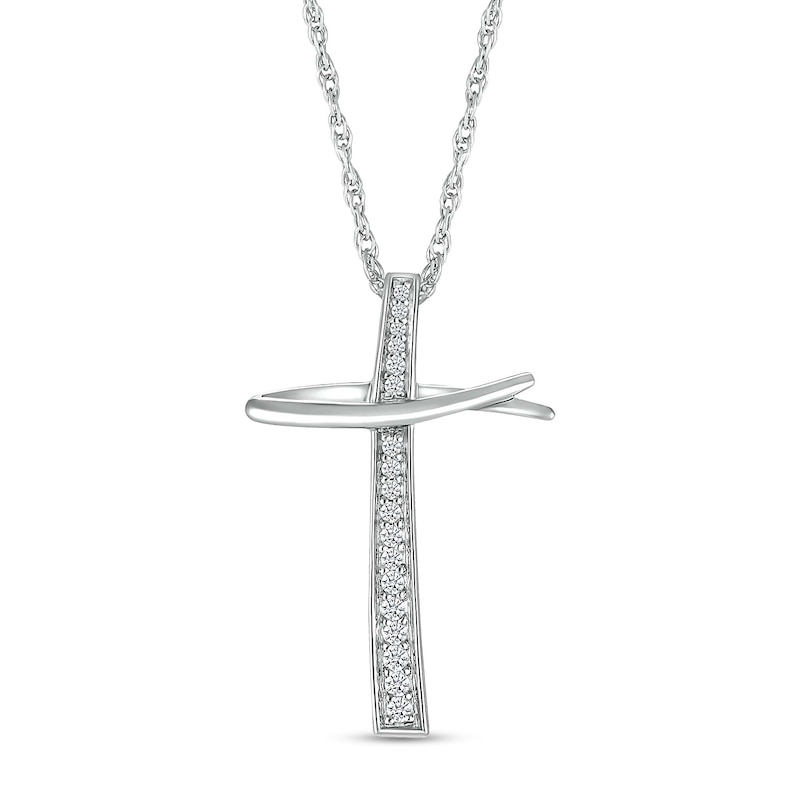 0.085 CT. T.W. Diamond Abstract Cross Pendant in Sterling Silver|Peoples Jewellers