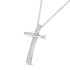 Thumbnail Image 1 of 0.085 CT. T.W. Diamond Abstract Cross Pendant in Sterling Silver