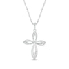 Thumbnail Image 1 of 0.04 CT. T.W. Diamond Looped Cross Pendant in Sterling Silver