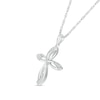 Thumbnail Image 2 of 0.04 CT. T.W. Diamond Looped Cross Pendant in Sterling Silver