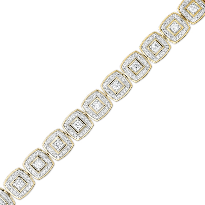 Men's 4.50 CT. T.W. Certified Lab-Created Diamond Cushion Frame Link Bracelet in 14K Gold (F/SI2) - 8.5"|Peoples Jewellers
