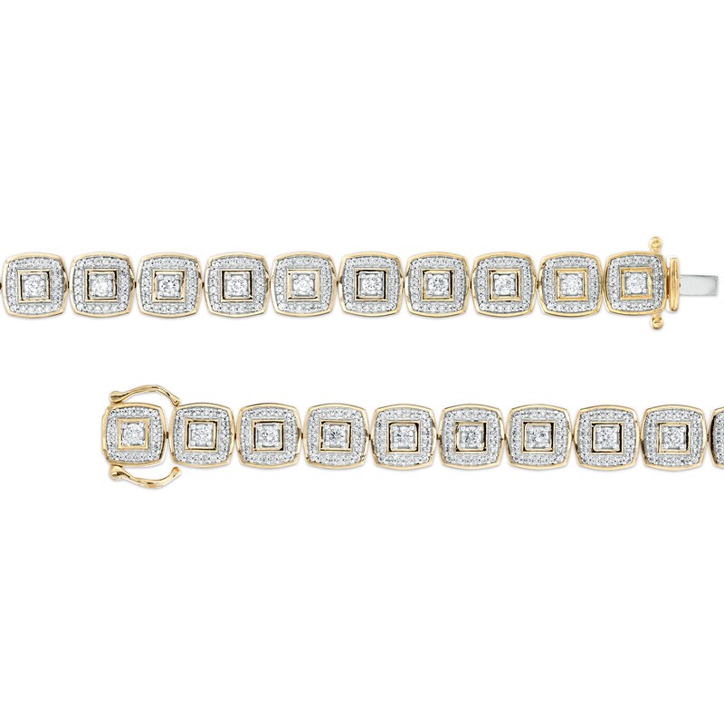 Men's 4.50 CT. T.W. Certified Lab-Created Diamond Cushion Frame Link Bracelet in 14K Gold (F/SI2) - 8.5"|Peoples Jewellers