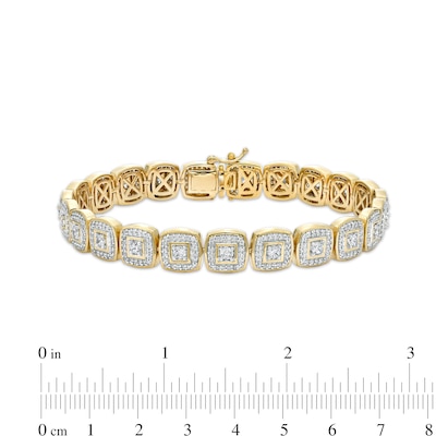 Men's 4.50 CT. T.W. Certified Lab-Created Diamond Cushion Frame Link Bracelet in 14K Gold (F/SI2) - 8.5"