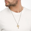 Thumbnail Image 2 of Men's Layered Gothic-Style Crucifix Pendant in Stainless Steel and Yellow Ion-Plate – 24"