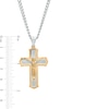 Men's Layered Gothic-Style Crucifix Pendant in Stainless Steel and Yellow Ion-Plate – 24"